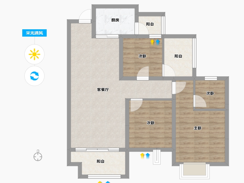 四川省-南充市-科华北辰天璞-78.91-户型库-采光通风