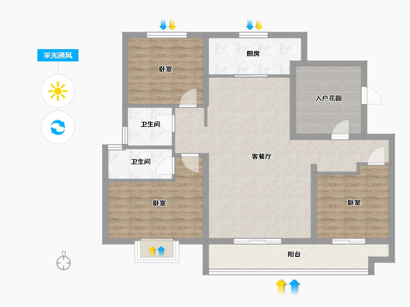 山东省-泰安市-智谷·时代云著-102.84-户型库-采光通风