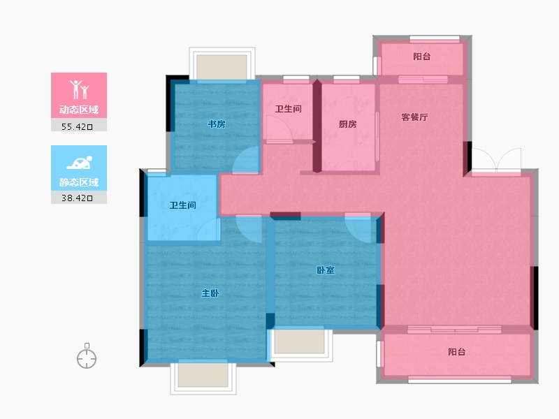 湖南省-衡阳市-中建和城壹品-83.86-户型库-动静分区