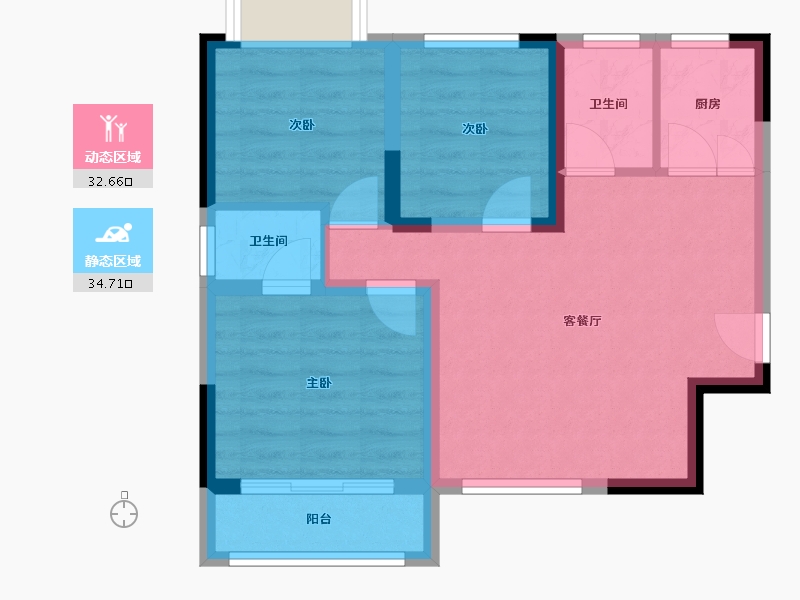 湖北省-黄冈市-黄州一品·天秀府-59.52-户型库-动静分区