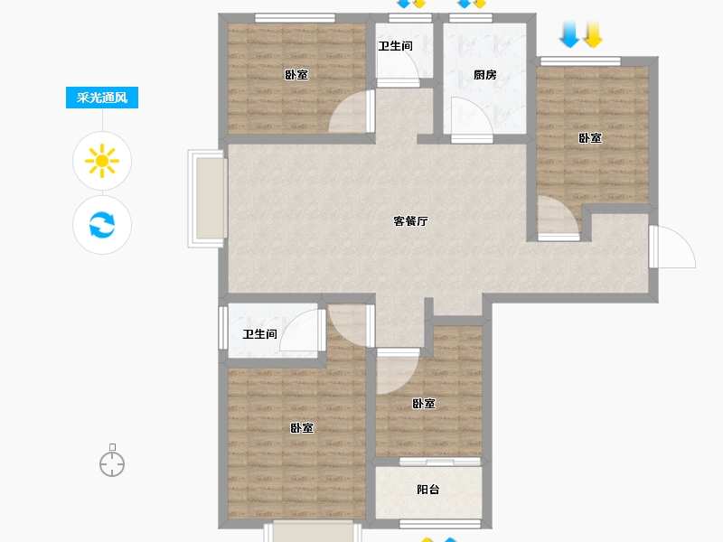 山东省-菏泽市-城建翰林华庭-117.60-户型库-采光通风