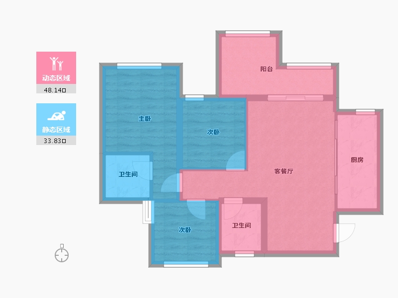 四川省-南充市-金为领地悦城-72.99-户型库-动静分区