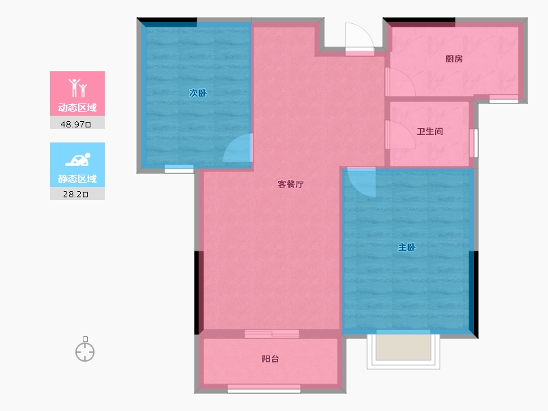 湖北省-荆州市-凯瑞华府-70.03-户型库-动静分区