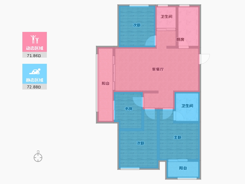 山东省-菏泽市-中达绿城江南里-129.60-户型库-动静分区