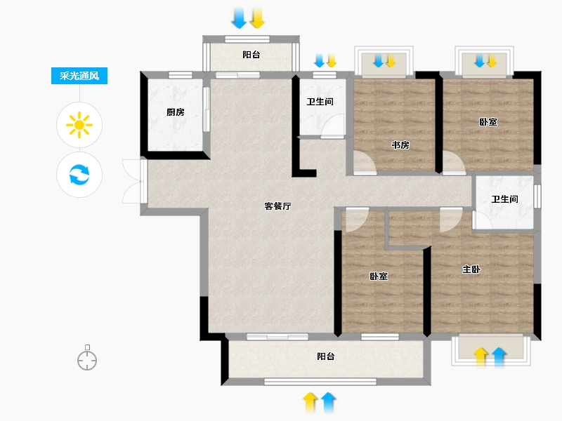 湖南省-衡阳市-中建和城壹品-108.05-户型库-采光通风