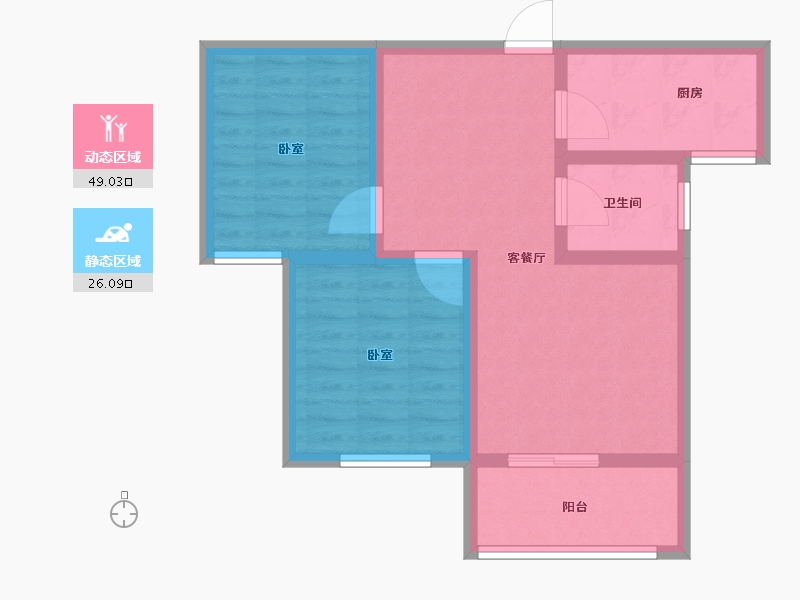 山东省-菏泽市-城建翰林华庭-66.41-户型库-动静分区