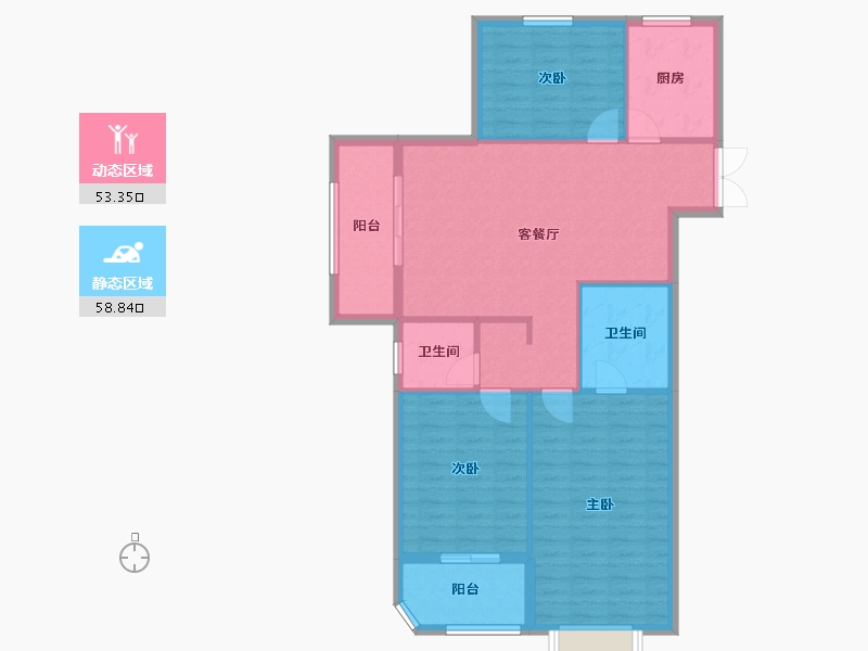 湖北省-荆门市-凯凌·香格里拉三期-102.41-户型库-动静分区