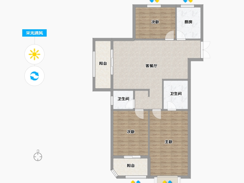 湖北省-荆门市-凯凌·香格里拉三期-102.41-户型库-采光通风