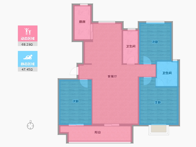 山东省-泰安市-宏尚·江山里-104.70-户型库-动静分区