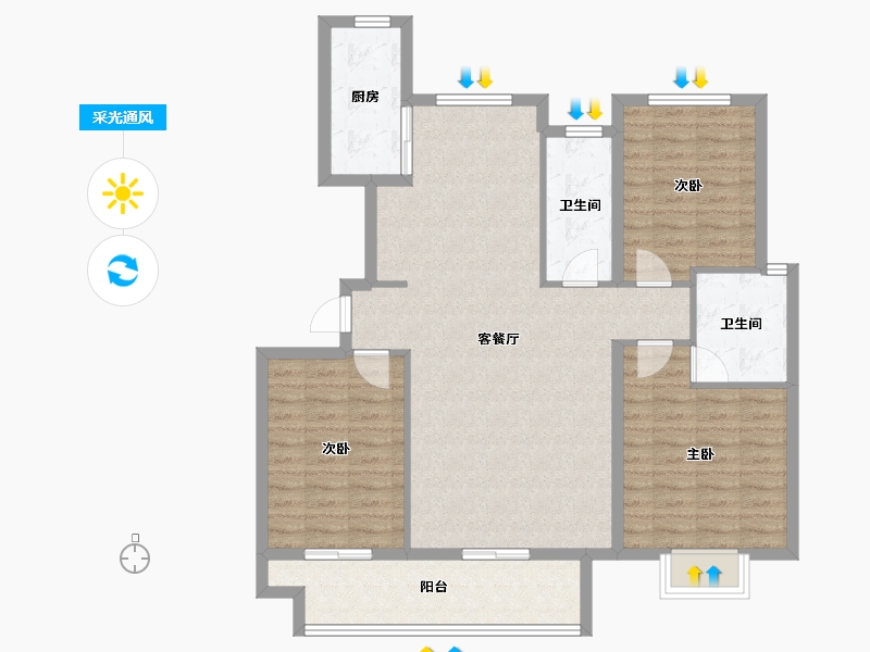 山东省-泰安市-宏尚·江山里-104.70-户型库-采光通风