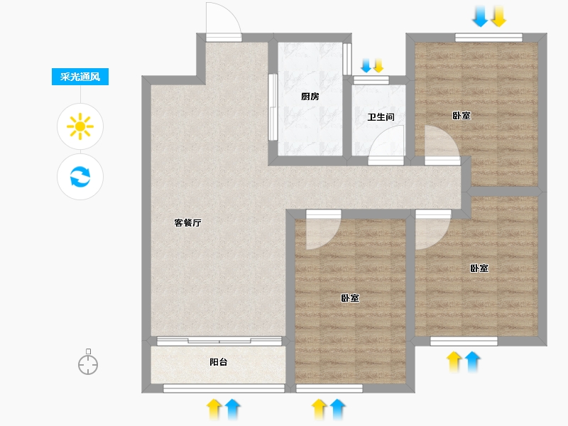 山东省-菏泽市-城建翰林华庭-83.99-户型库-采光通风