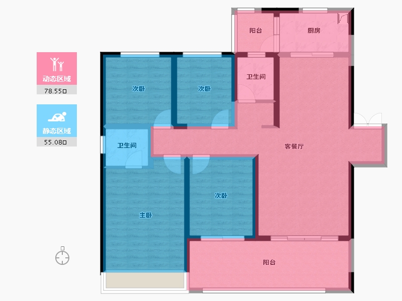 云南省-红河哈尼族彝族自治州-九樾壹号-128.00-户型库-动静分区