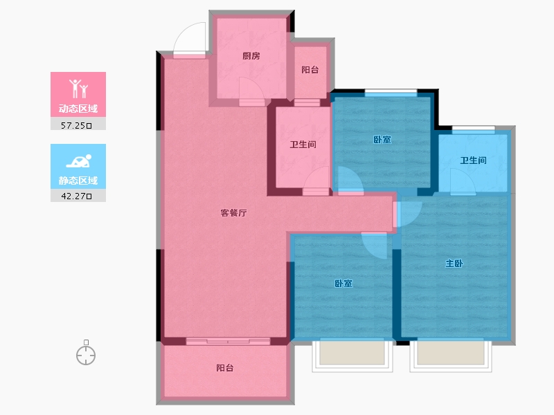 河南省-漯河市-阳光臻蓝府-88.26-户型库-动静分区