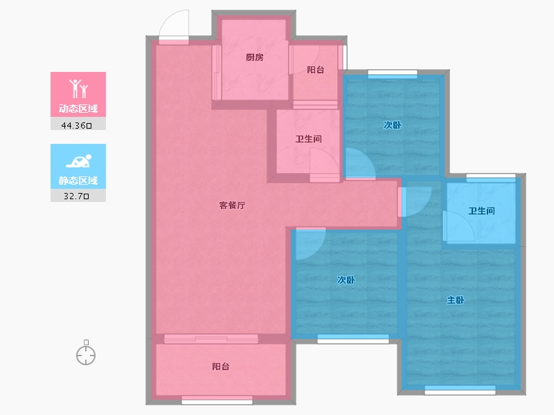 四川省-南充市-金为领地悦城-67.90-户型库-动静分区