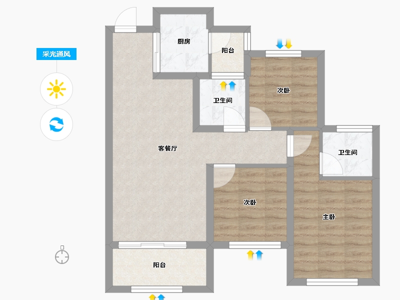 四川省-南充市-金为领地悦城-67.90-户型库-采光通风