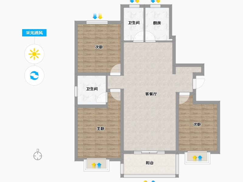 山东省-菏泽市-颐江南-108.00-户型库-采光通风