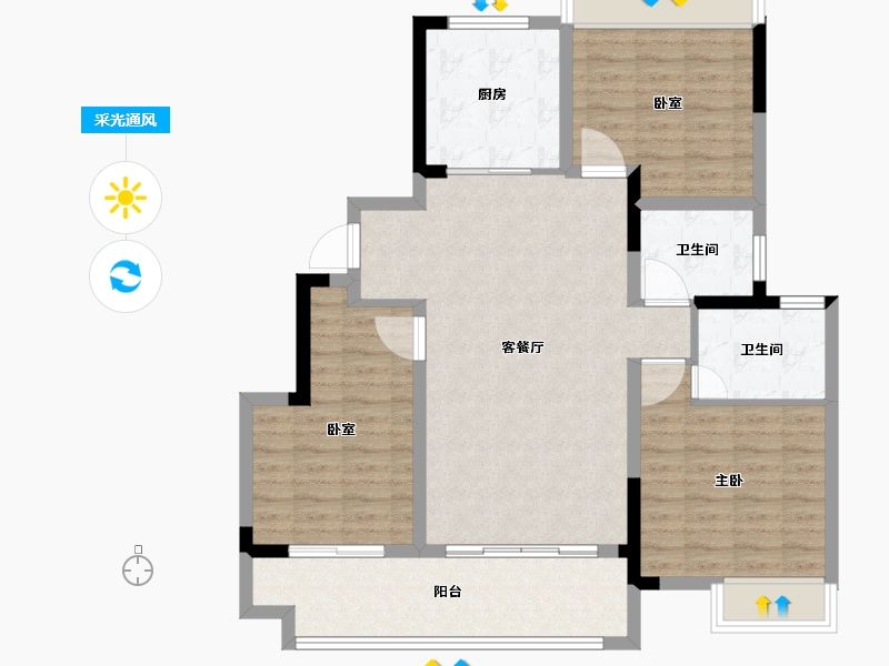 安徽省-阜阳市-阜南华安城-97.69-户型库-采光通风