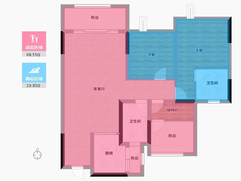 四川省-南充市-科华北辰天璞-87.05-户型库-动静分区