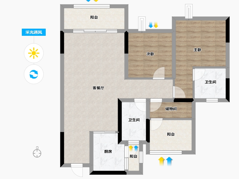 四川省-南充市-科华北辰天璞-87.05-户型库-采光通风