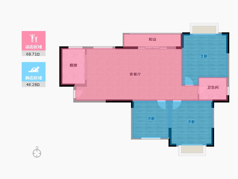 湖北省-黄冈市-黄州一品·天秀府-105.14-户型库-动静分区