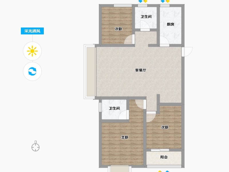 山东省-菏泽市-天华国际-94.40-户型库-采光通风