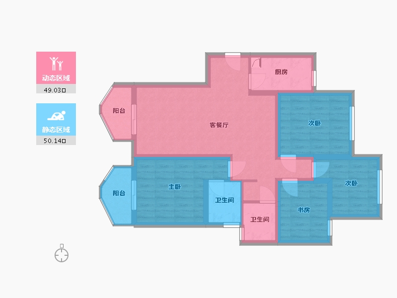 河南省-郑州市-瀚海思念城-98.00-户型库-动静分区