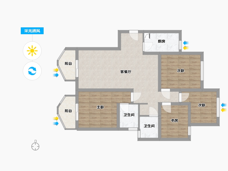 河南省-郑州市-瀚海思念城-98.00-户型库-采光通风