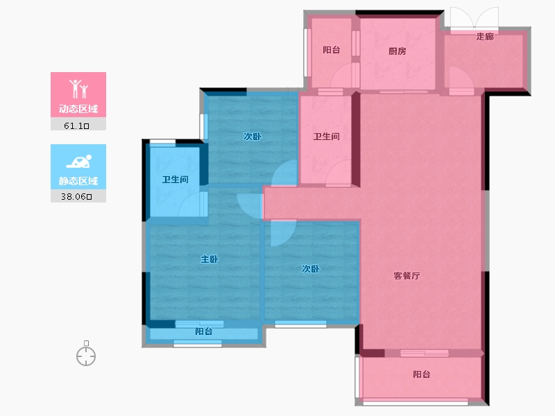 贵州省-黔东南苗族侗族自治州-虹祥·东城里-88.32-户型库-动静分区