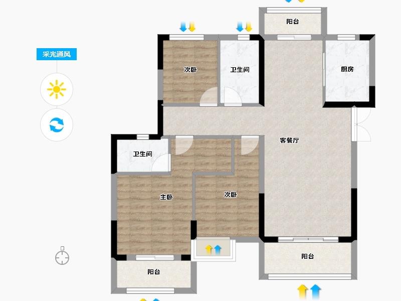 湖北省-黄冈市-红安汇景新城-95.83-户型库-采光通风