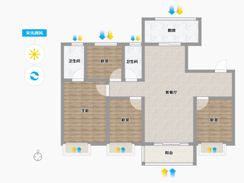 山东省-菏泽市-天华国际-115.20-户型库-采光通风