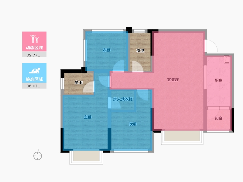 四川省-绵阳市-家福来澜苑-74.17-户型库-动静分区