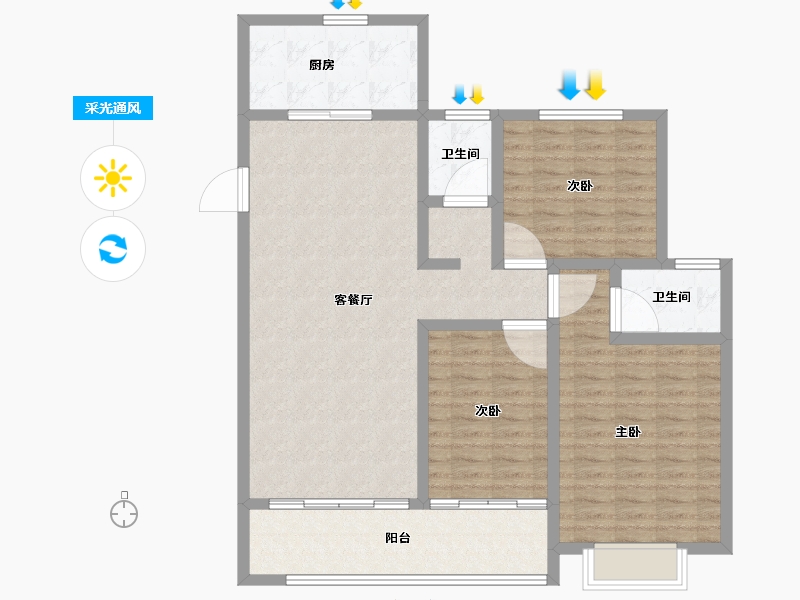 山东省-菏泽市-河畔清华-110.40-户型库-采光通风