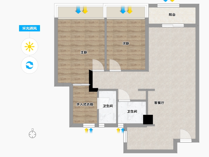 浙江省-杭州市-尚棠源筑-68.00-户型库-采光通风