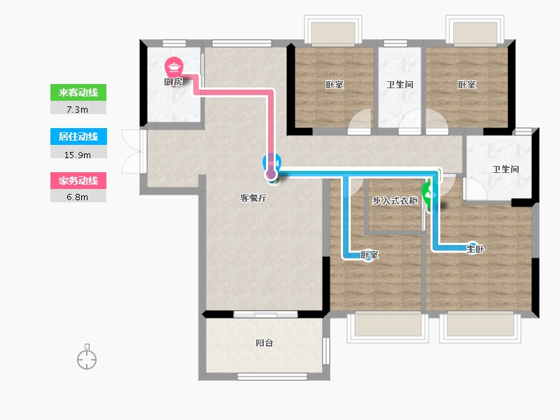 湖北省-黄石市-宏维·新城-108.39-户型库-动静线