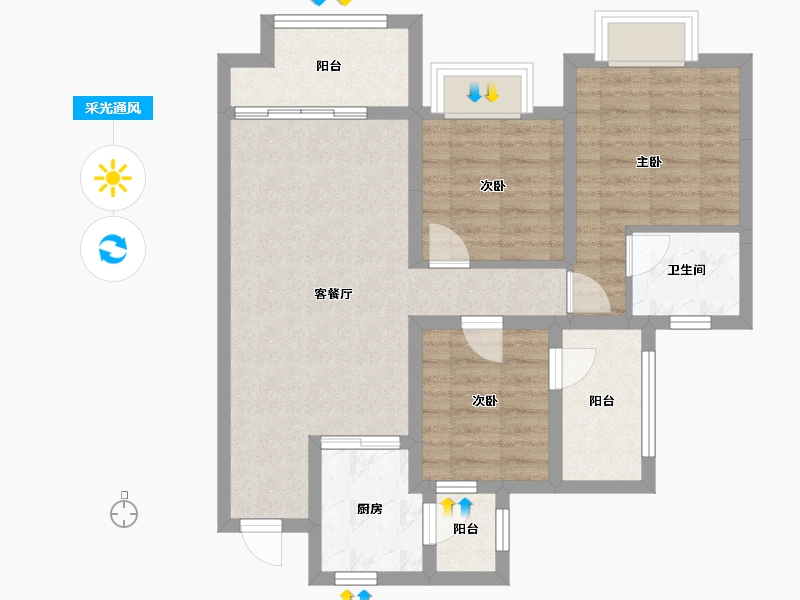 四川省-南充市-科华北辰天璞-72.43-户型库-采光通风