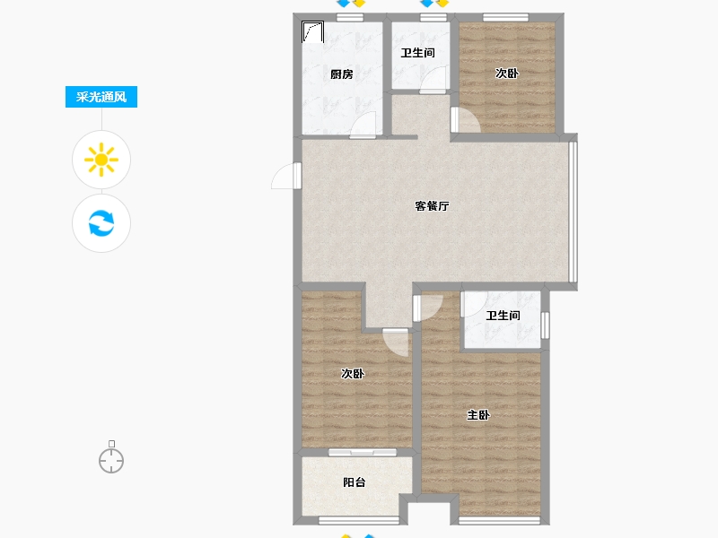 辽宁省-阜新市-东盛·阳光新城-103.20-户型库-采光通风