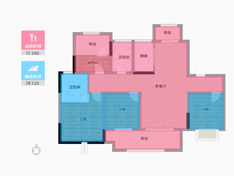 四川省-南充市-科华北辰天璞-98.18-户型库-动静分区