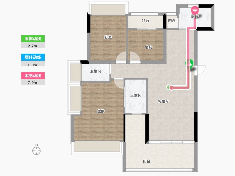 四川省-绵阳市-羌多娜溪院-86.56-户型库-动静线