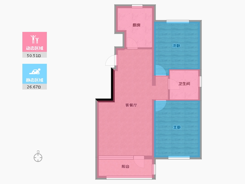 辽宁省-锦州市-碧桂园·锦绣西湖·前程-68.71-户型库-动静分区