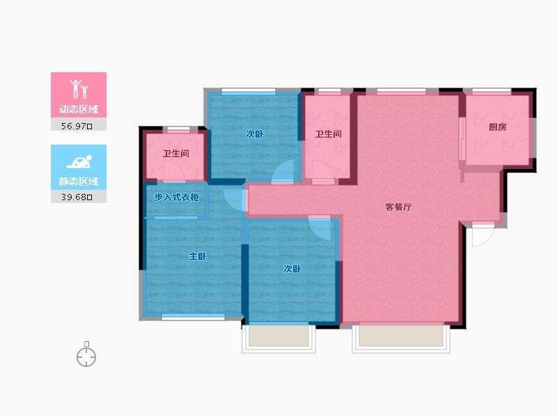 陕西省-西安市-合能铂悦府-91.30-户型库-动静分区