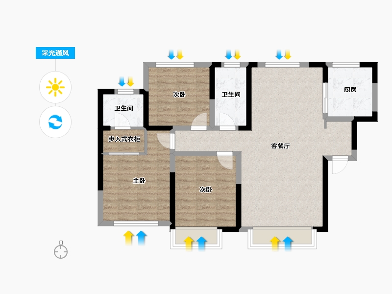 陕西省-西安市-合能铂悦府-91.30-户型库-采光通风