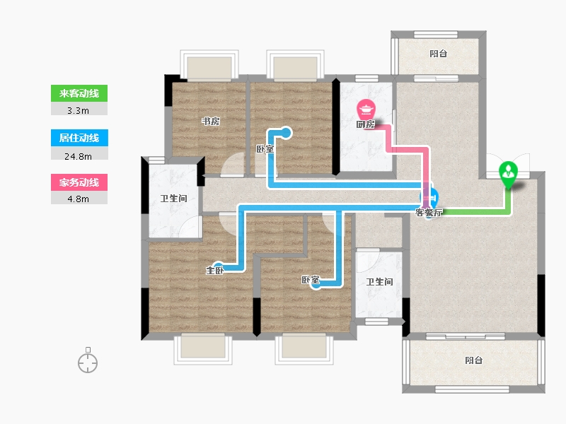 湖南省-衡阳市-中建和城壹品-109.38-户型库-动静线