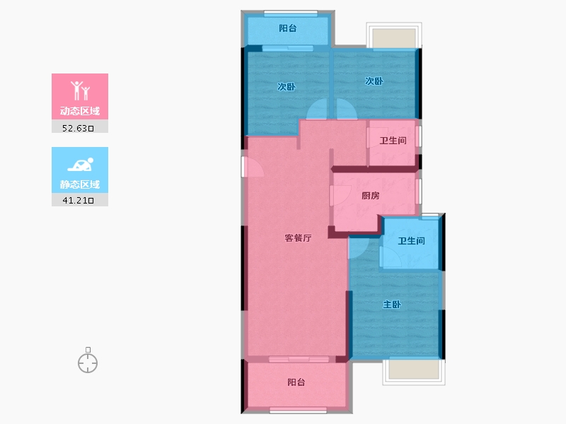 湖北省-黄冈市-新八·世纪华城-84.10-户型库-动静分区