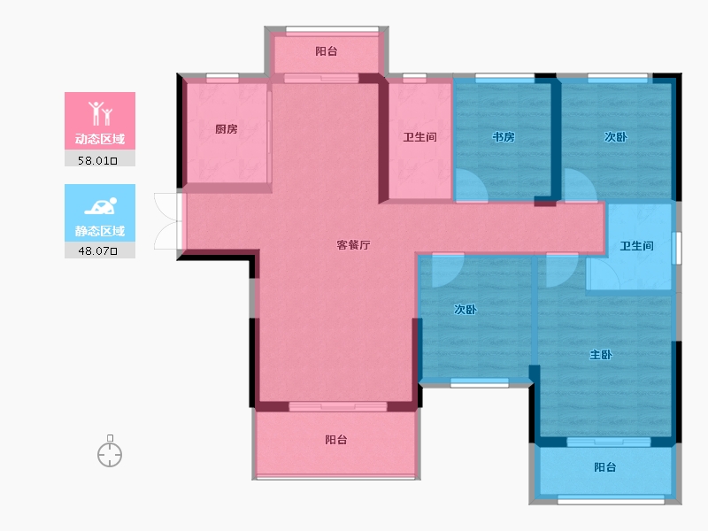 湖北省-黄冈市-红安汇景新城-95.30-户型库-动静分区