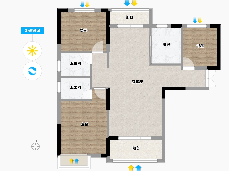 湖北省-黄冈市-红安汇景新城-84.31-户型库-采光通风