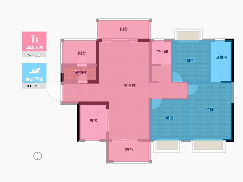 广西壮族自治区-崇左市-崇左碧桂园天誉-103.73-户型库-动静分区