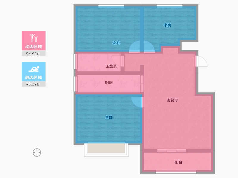 甘肃省-天水市-天水·盛达公馆-86.96-户型库-动静分区