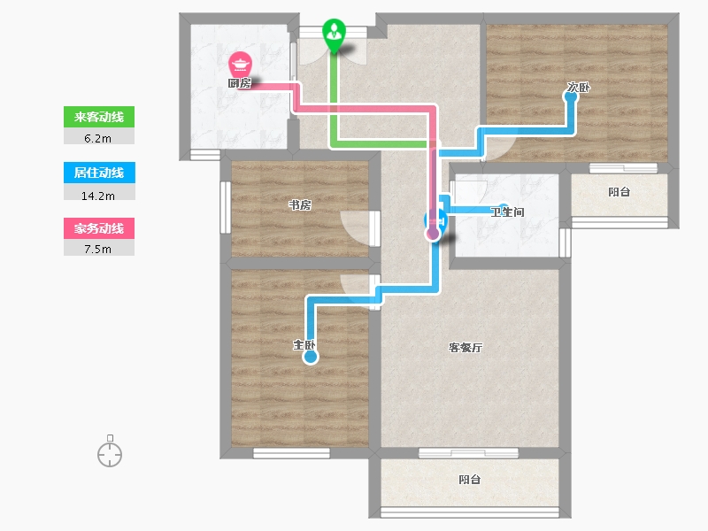 山西省-吕梁市-鑫飞佳苑商住区-80.22-户型库-动静线