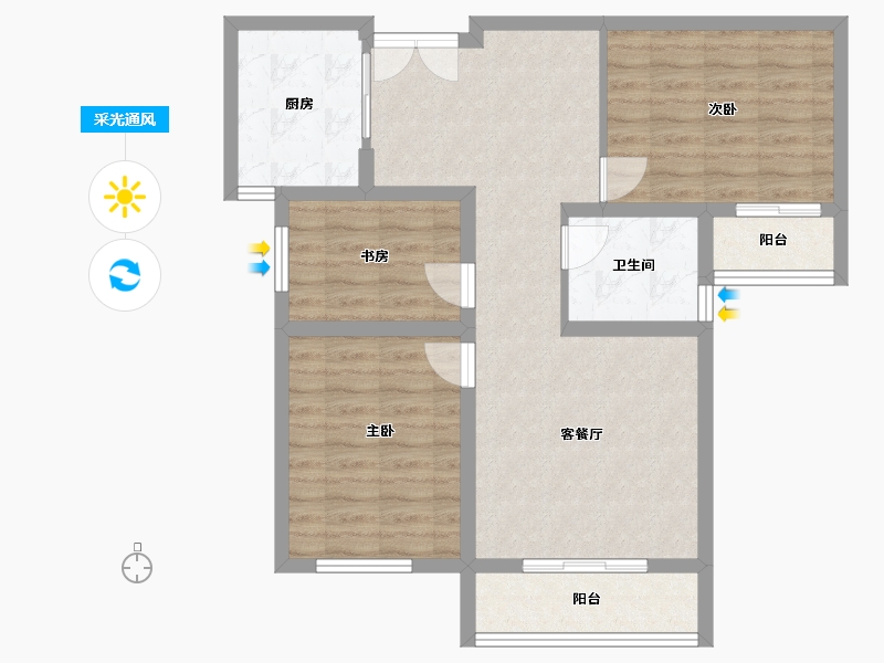 山西省-吕梁市-鑫飞佳苑商住区-80.22-户型库-采光通风