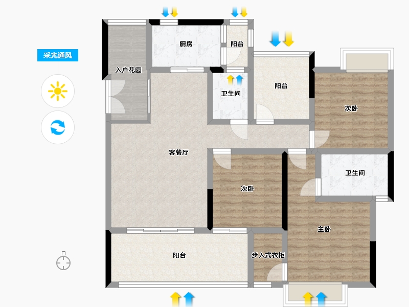 湖北省-荆州市-景湖美林湖畔-117.00-户型库-采光通风